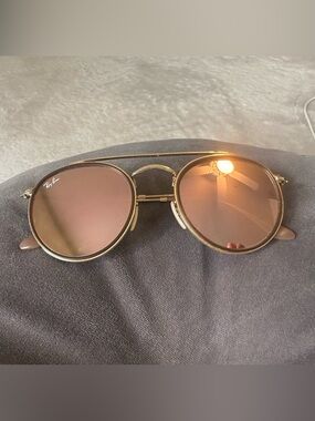 Ray-Ban Gold Frame Sunglasses with Brown Lenses